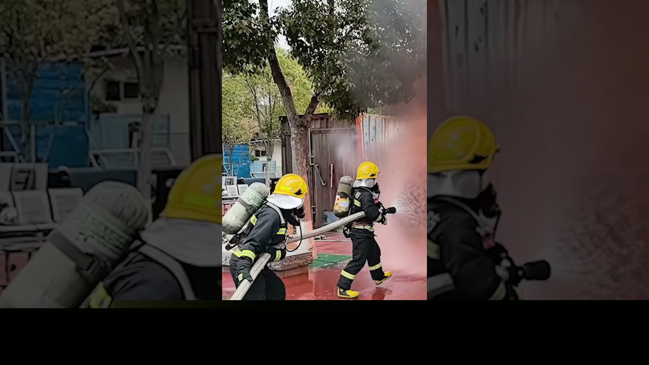 消防避险训练，消防员用“水盾”逼退烈火！这是训练，也是他们可能面对的日常。致敬！#熱門 #中国